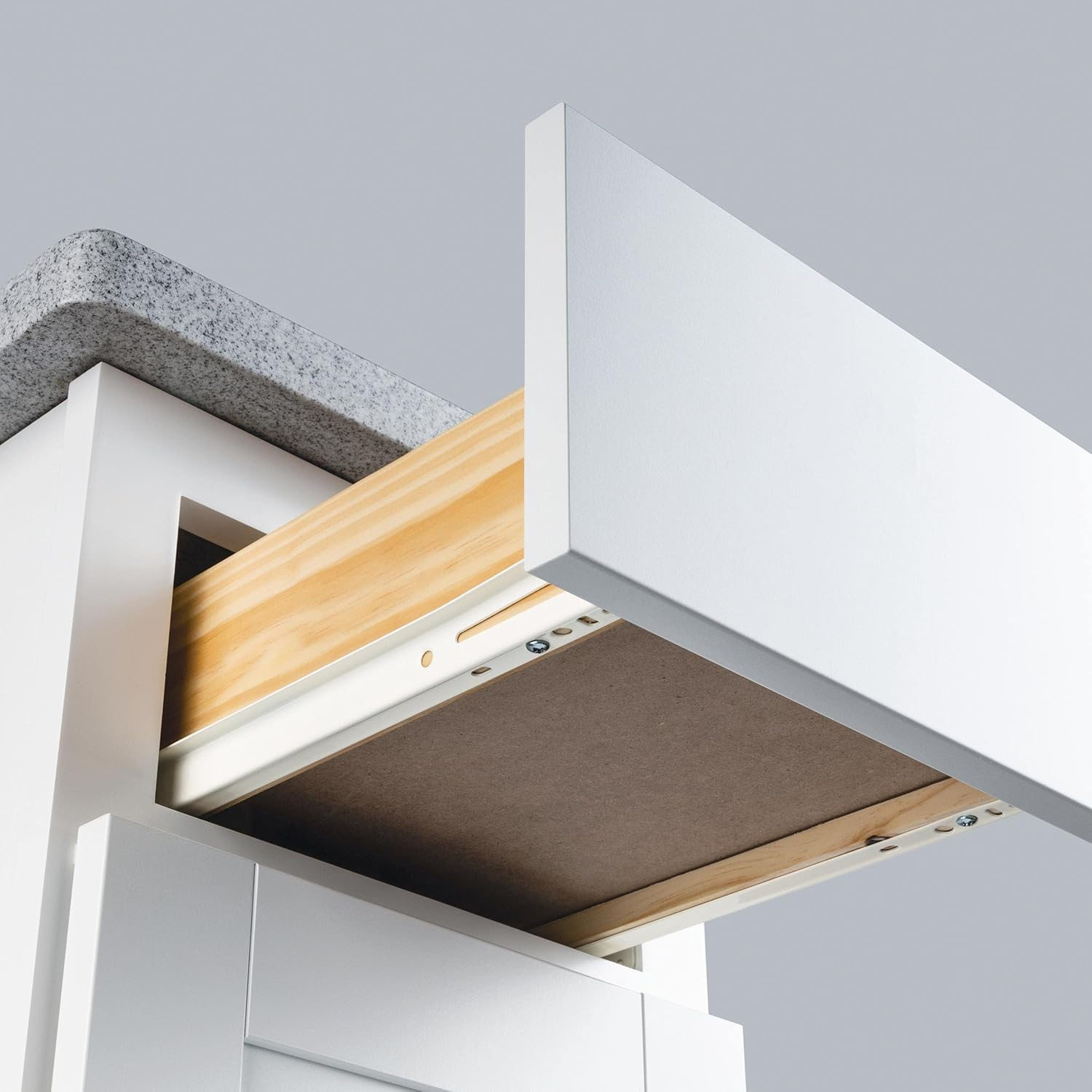 Franklin Brass (10-Pack) Self-Closing 18' Drawer Slides Bottom Mount, 5-Pairs (10-Pieces) Cabinet, 50Lb Capacity White Kitchen Hardware D68818K-W-B image number 1