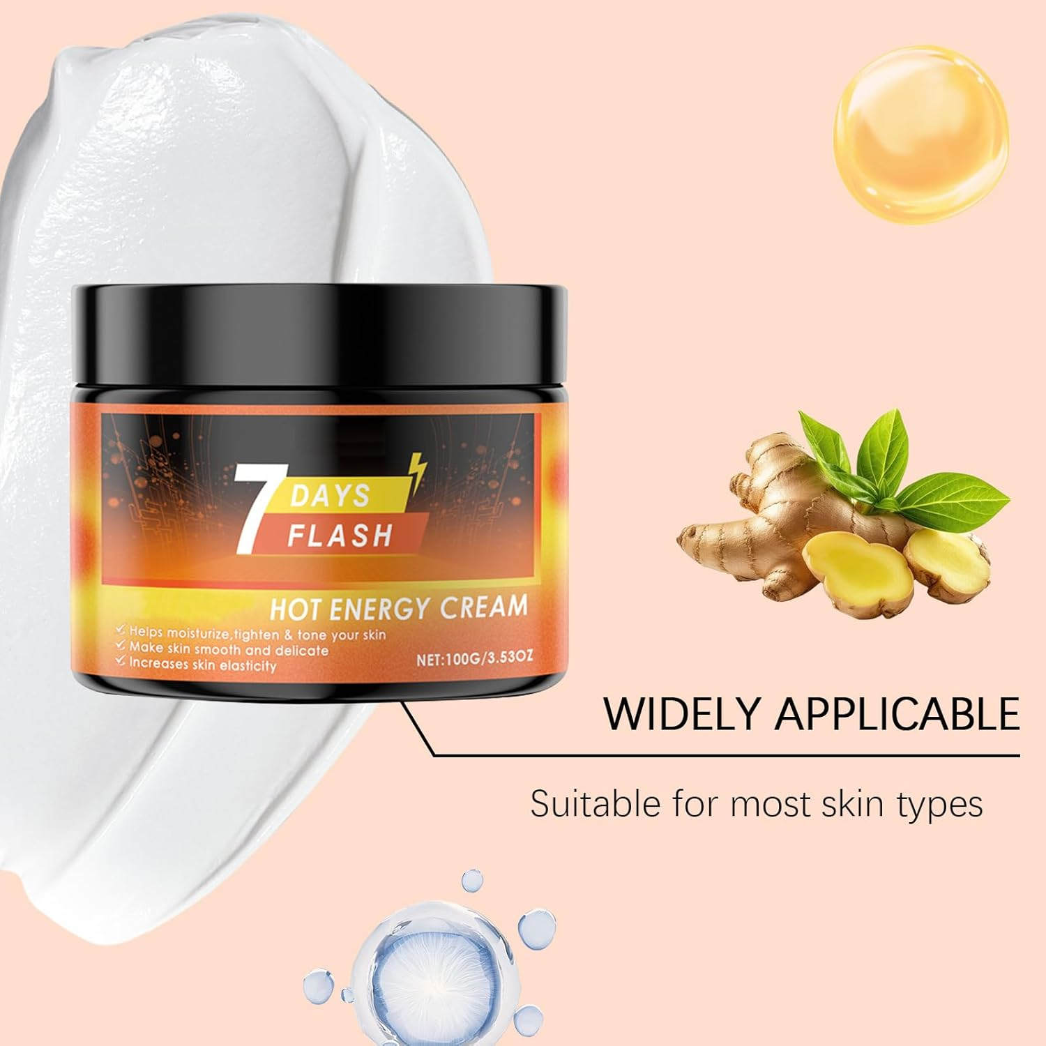 7 Days Flash Hot Energy Cream, Flash Cream, Hot Sweat Creams, Advanced Hots Sweat Firming Body Creams, Firming Skin, Moisturized Hydration Tighten, for Abdomen Waist Legs Arms Thighs (2Pcs) - 4Pcs image number 7