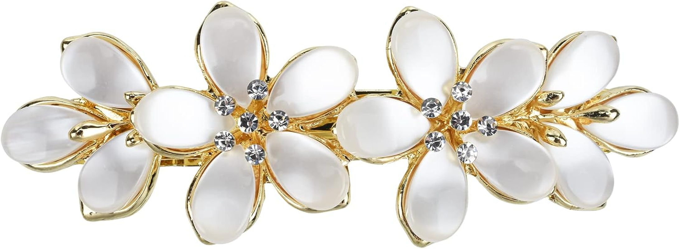 Vintage Hair Barrettes, Opal Hair Clips French Crystal Flower Hairpin Hair Accessories for Women Girl image number 6