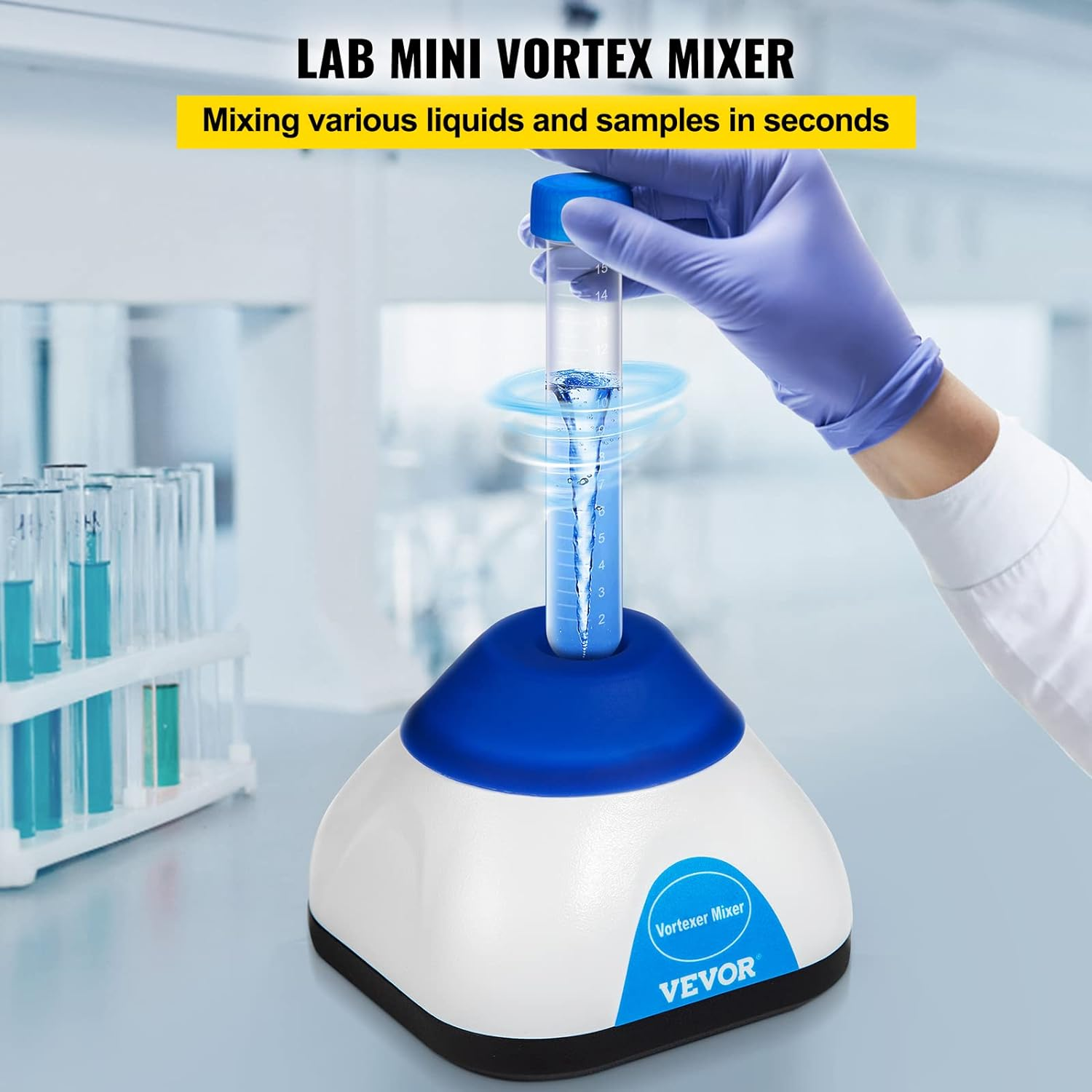 VEVOR Mini Vortex Mixer, Lab Vortex Mixer Shaker 3000RPM, 50ML for Lab Paint Ink, Blue image number 3