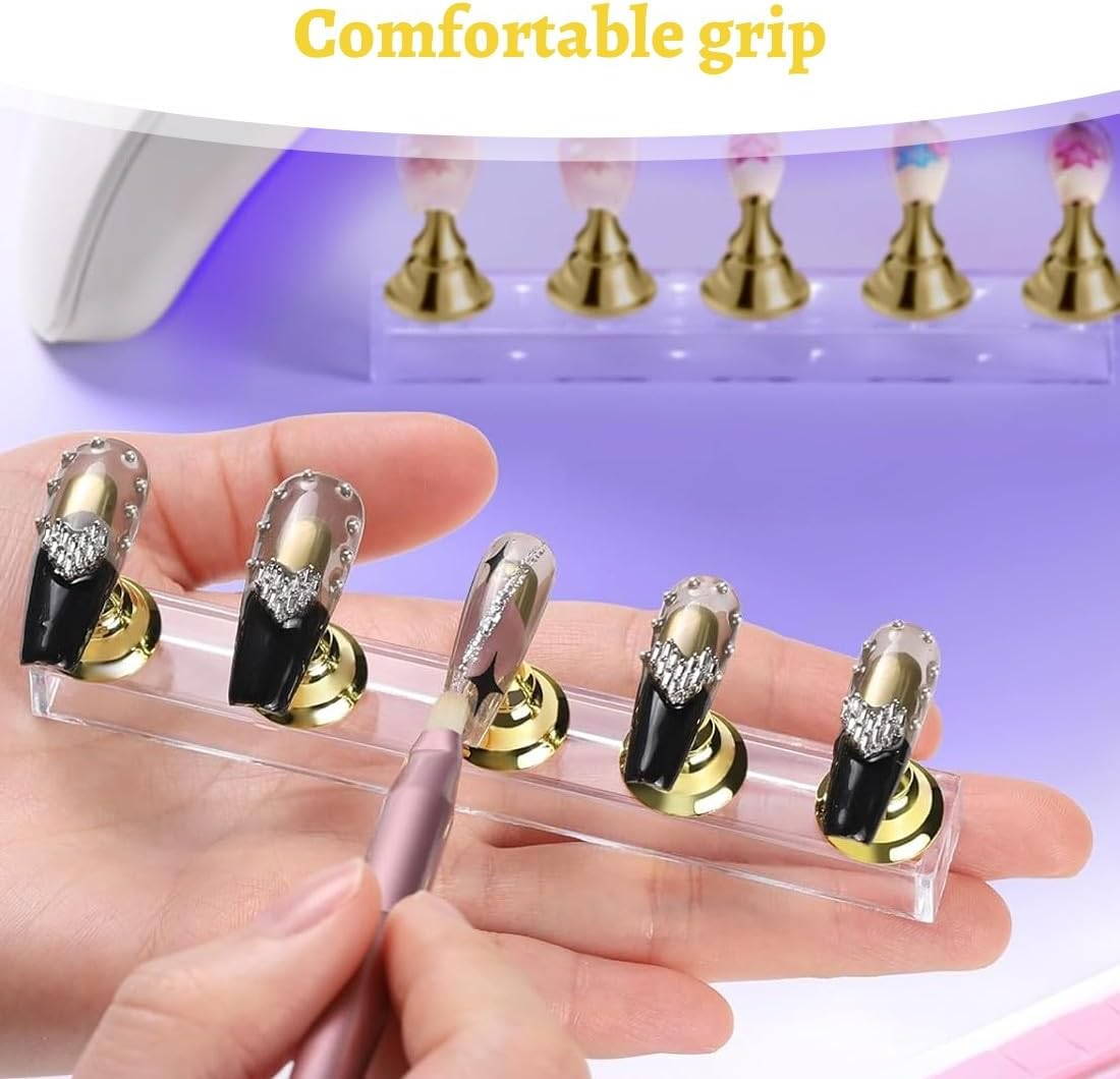 JEYORZY Set of 2 Nail Stands, DIY Nail Art Set, Press on Nails Set, Display Nail Practice Stand, Magnetic Nail Tips Holder, DIY Nail Art Stand, Comes with 200 Stickers