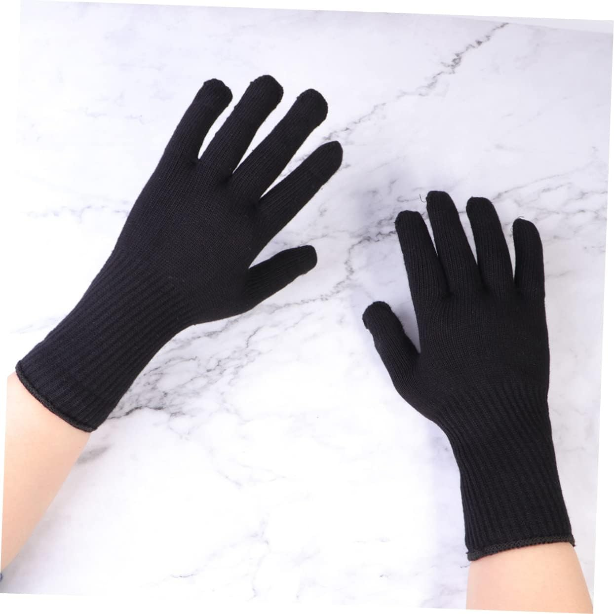 Heat-Resistant Hair Curler Gloves and Straightener Gloves 2 Pairs Black Edge Suitable for Hair Perm and Styling image number 6