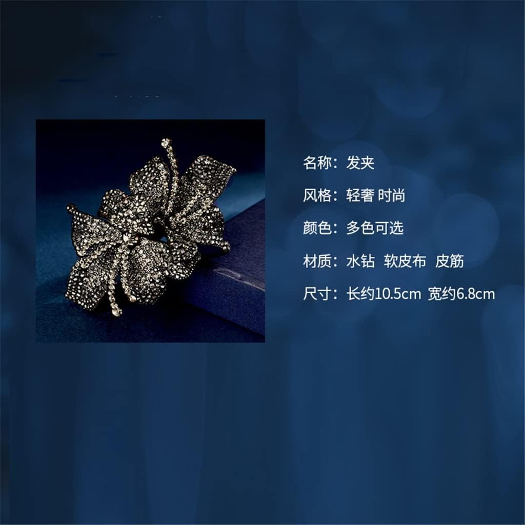 Rhinestone Hairpin,Crystal Barrette,Curl Hair Clip,Three-Dimensional Full Drill Flower Big Butterfly Spring Clip Shining Top Clip Horizontal Clip Hairpin Headdress (Color : B, Size : 10.5 * 6.8Cm) image number 2