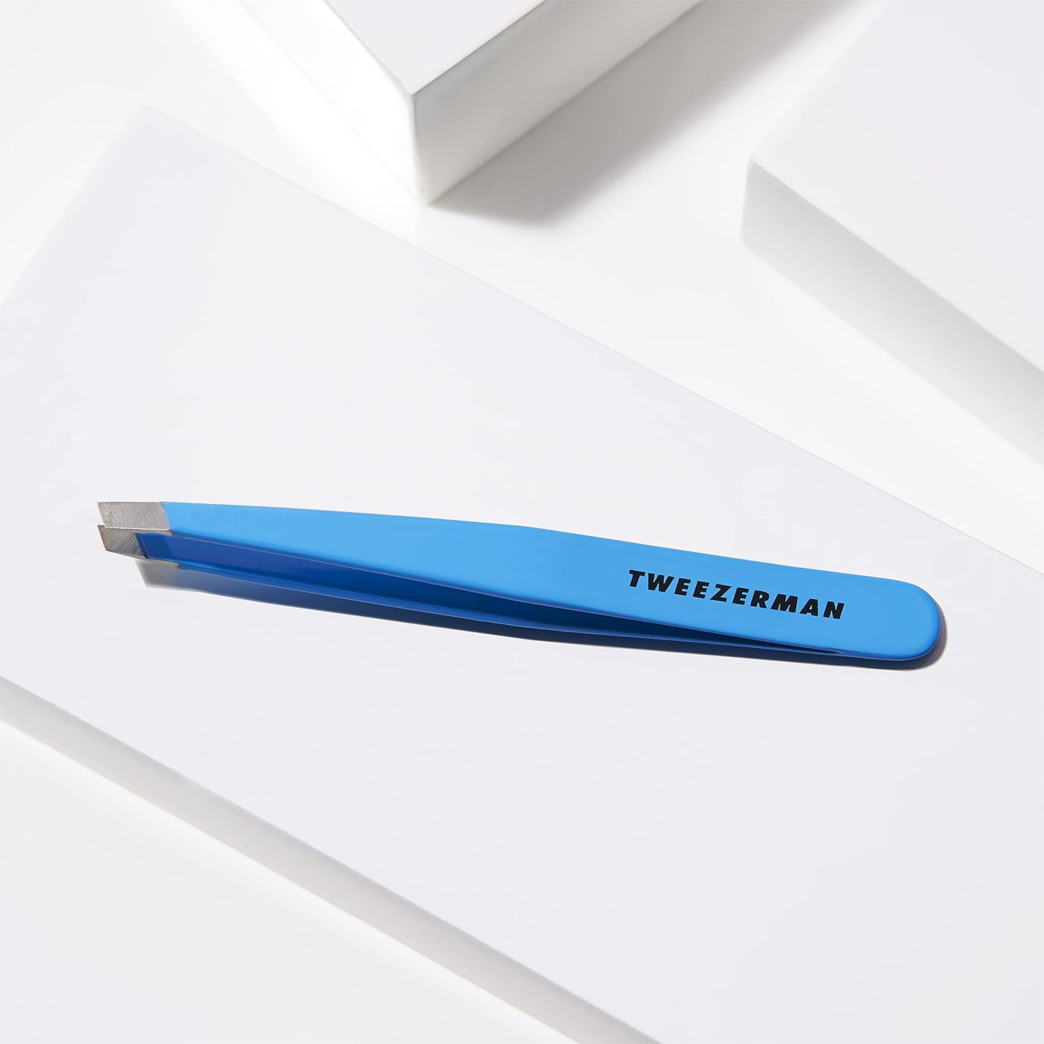 Tweezerman Slant Tweezer, Blue Jewel - Classic Stainless Steel image number 5
