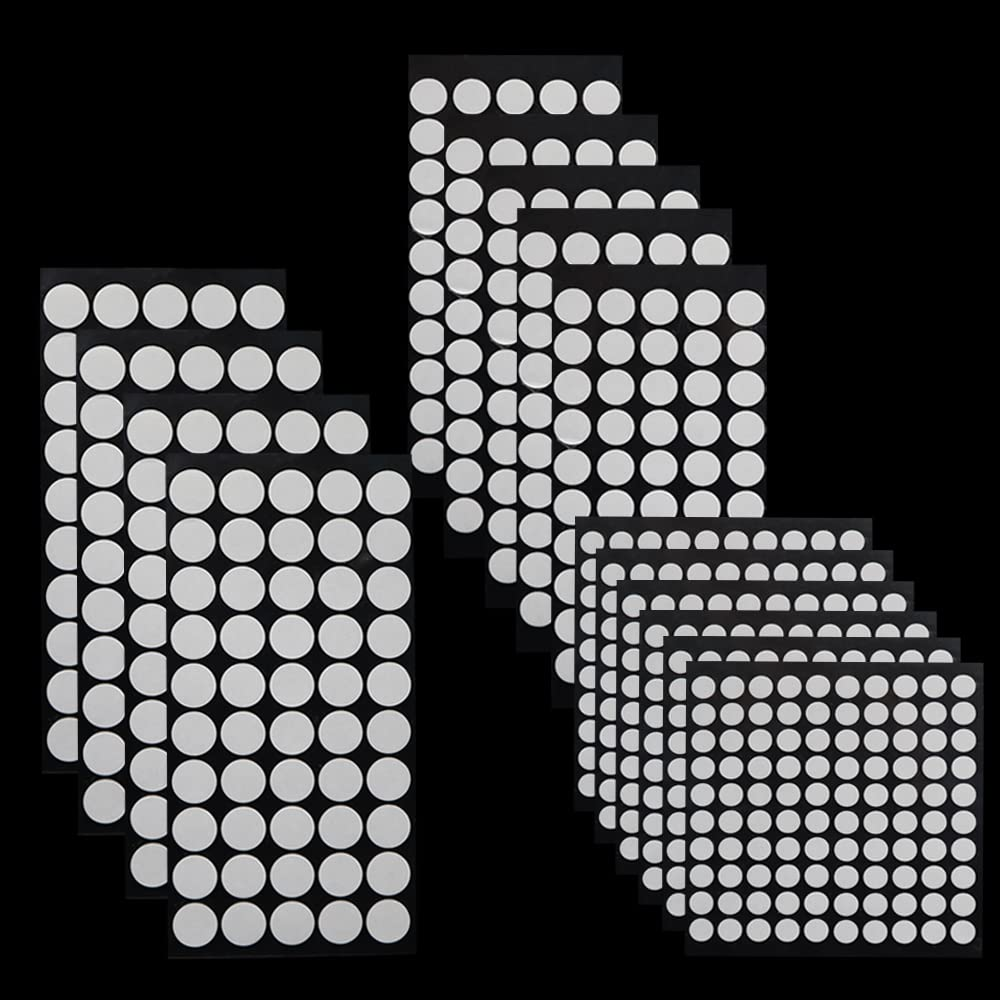 3 Sizes Glue Dots, 1050Pcs Clear Sticky Tack for Crafts, round Double Sided Sticky Dots, No Traces Dots Balloon Glue, Removable Adhesive Wall Putty for Hanging Things (3 Size)