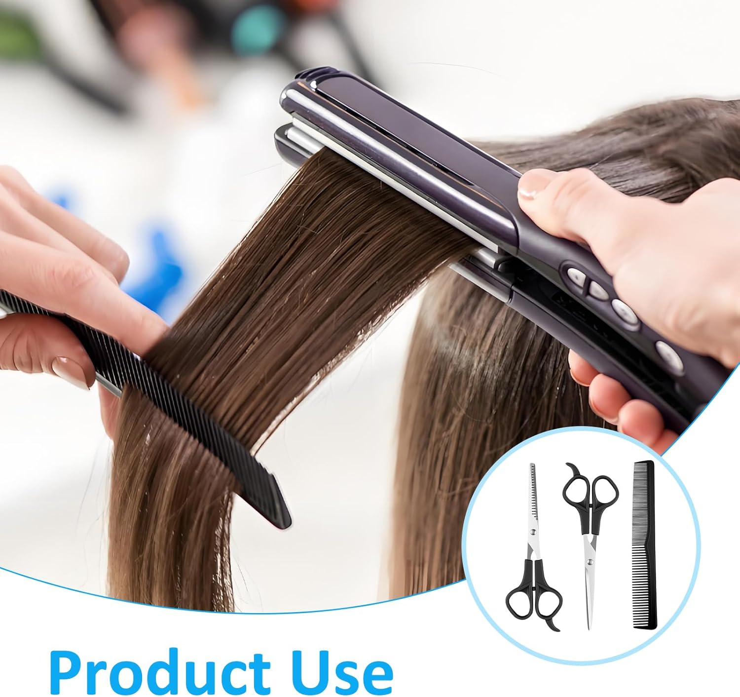 Tiyiyok Hairdressing Scissors, Hair Cutting Scissors, Set of 3 for Comfortable Grip for Beautiful Hairstyles, Barbershop, Barber, for Men, Women and Children, for Family Use (17 Cm) image number 4