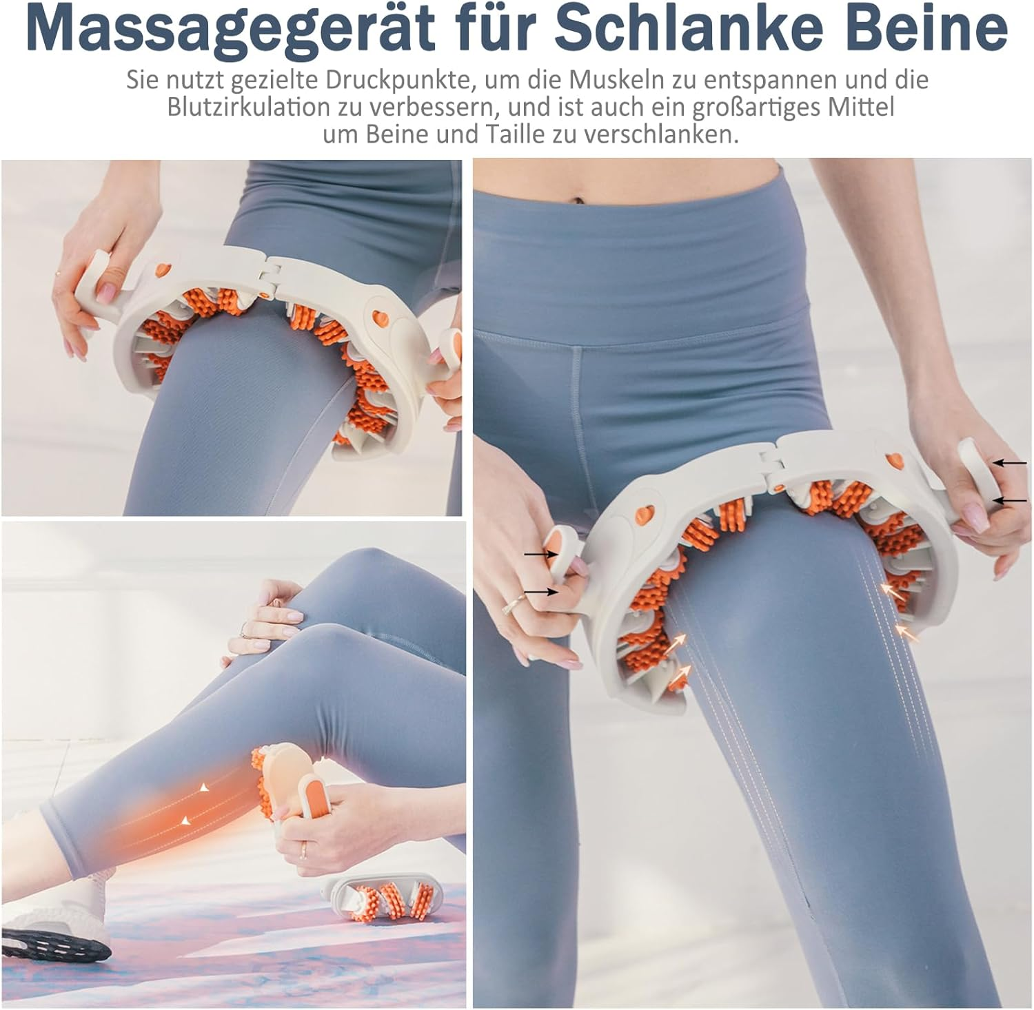 Manual Anti-Cellulite Massager with Rollers, Compress and Stretch Thighs and Buttocks, Slim Legs and Waist, Removable, Pink image number 2