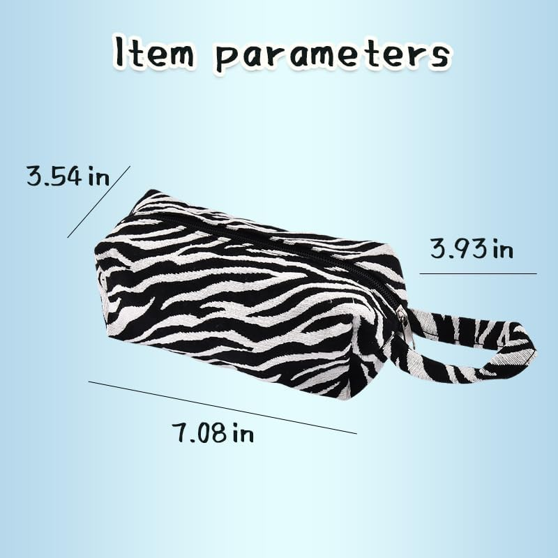 Zebra Print Cosmetic Pouch for Daughter Son Portable Make up Bag Organizer for Friend Bestie Sister Zebra Pencil Bags for Granddaughter Grandson Mother Travel Toiletry Bag image number 6