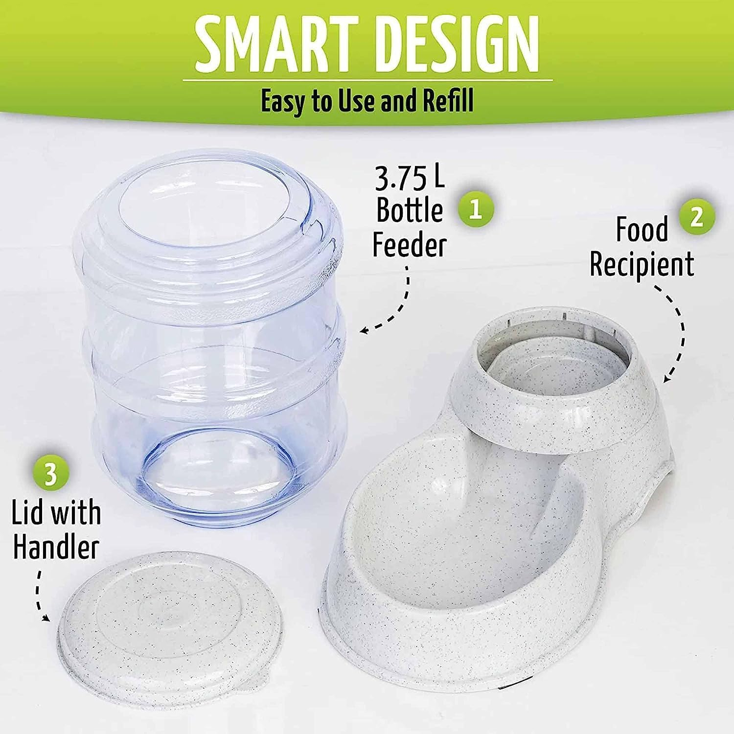ISTARA Plastic Pet Food Dispenser 3.8L Large Capacity Self-Dispensing Gravity Pet Feeder Cat Dog Feeding Bowl Automatic Feeding Pet Supplies Cat Food Dispenser, 12 X 10 X 14 Cm image number 4