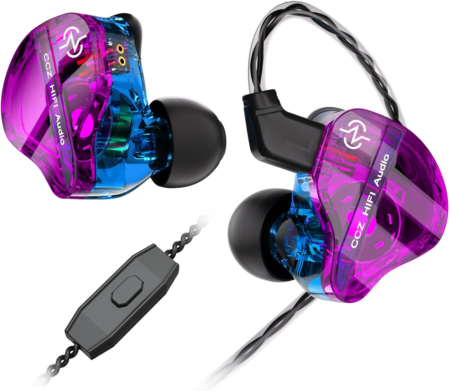 Yinyoo DC01 PRO Wired In-Ear Monitor Headphones, Deep Bass, Powerful Magnetic Composite Membrane, Purple-Blue, 22&Omega;, 110Db, 20-20Khz