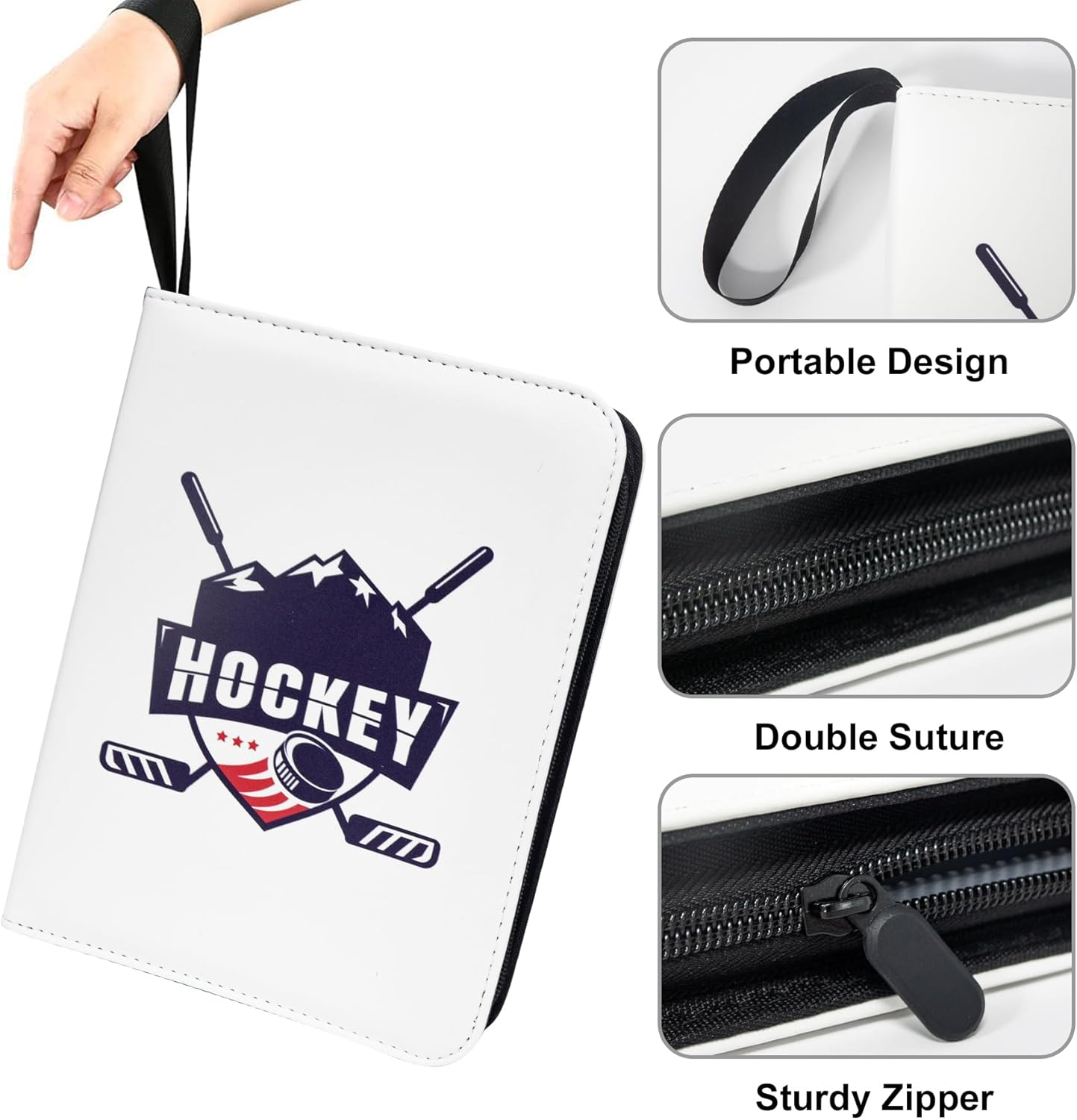 400 Pockets Hockey Card Binder for Trading Cards 2024-2025 Collectors, Portable Waterproof Storage Book with Removable Sleeves, Compatible with Football, Sports Game and TCG Cards image number 1