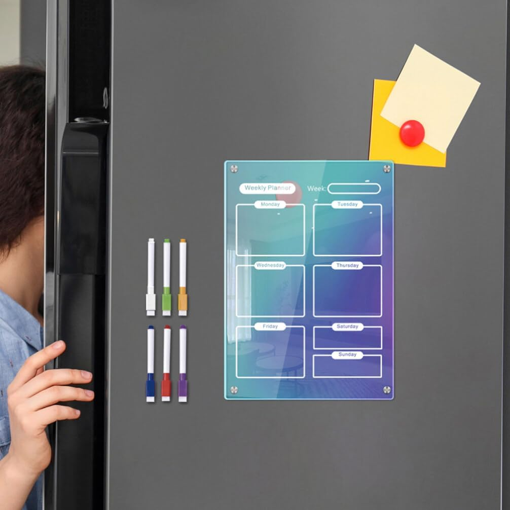 Operitacx Magnetic Weekly Planner Board for Fridge Acrylic Dry Erase Calendar Meal Planning image number 5