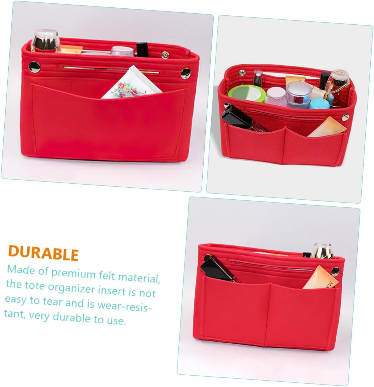 STOBAZA 4Pcs Purse Organizer Insert Felt Handbag Organizer Insert Tote Bag for Travel Storage Bag image number 5