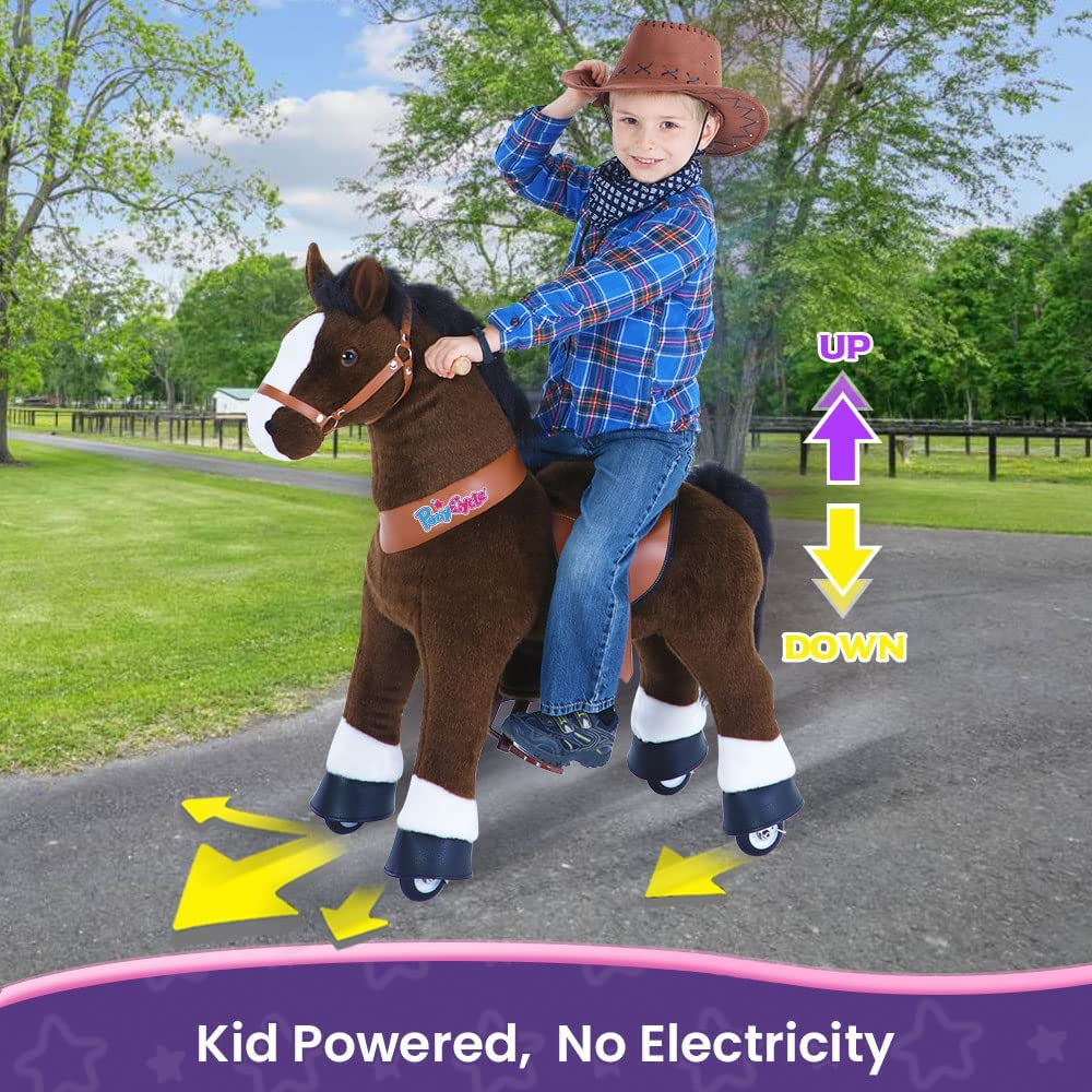 Ponycycle Authentic Horse Ride on Toy for Toddlers (With Brake/ 29.9" Height/ U3 for Age 3-5) Giddy up Horse Rides Chocolate Brown Ux321 image number 2