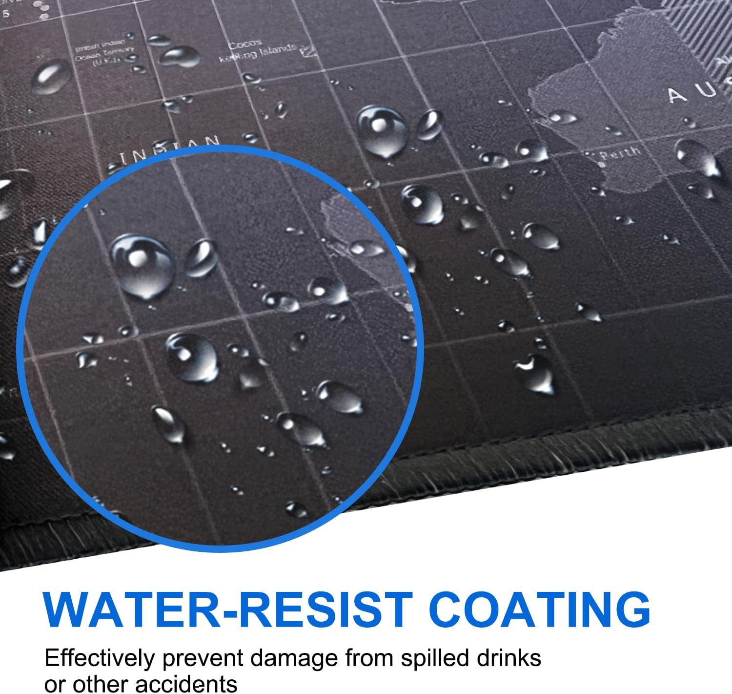 Lznyi Mouse Pad Large Gaming Desk Mat Extended Mousepad with Personalized Design Keyboard Pad for Laptop, Computer and PC - 600X300Cm Black World Map image number 3