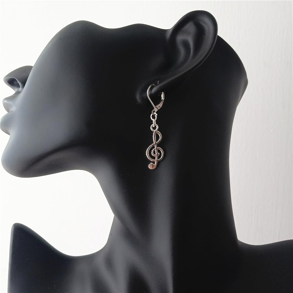 Musical Symbol Flute Mismatch Earrings, Musical Instrument Jewelry, Music Lover, Cool Music Note Lever Back Earrings image number 3