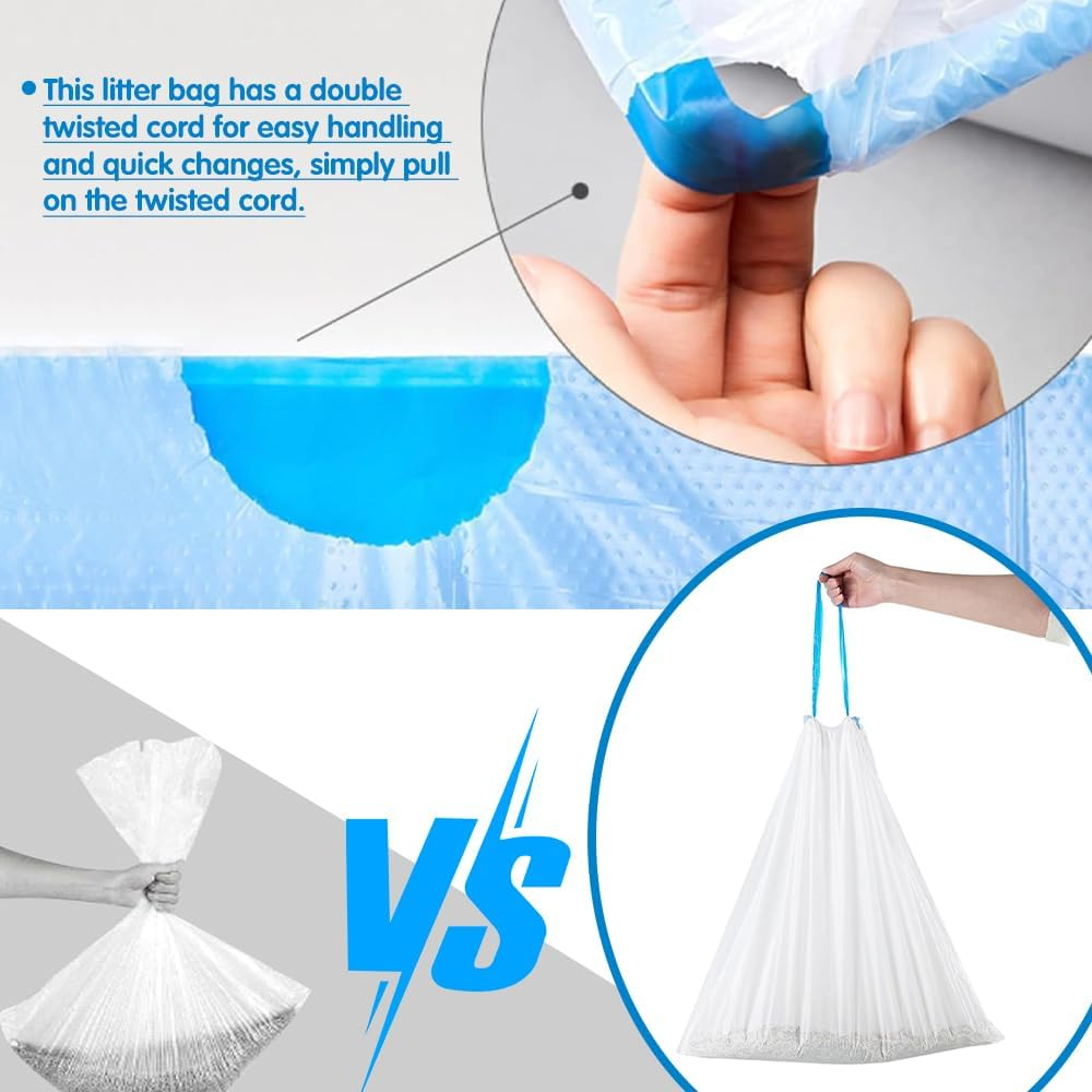 Dhqkqg Pack of 75 Bin Bags, Bin Bags with Carry Handle, Self-Cleaning Cat Litter Tray, Self-Cleaning Bin Liners, Cat Litter Box Bags, Liquid-Proof, Durable, 5 Rolls/75 Pieces image number 5