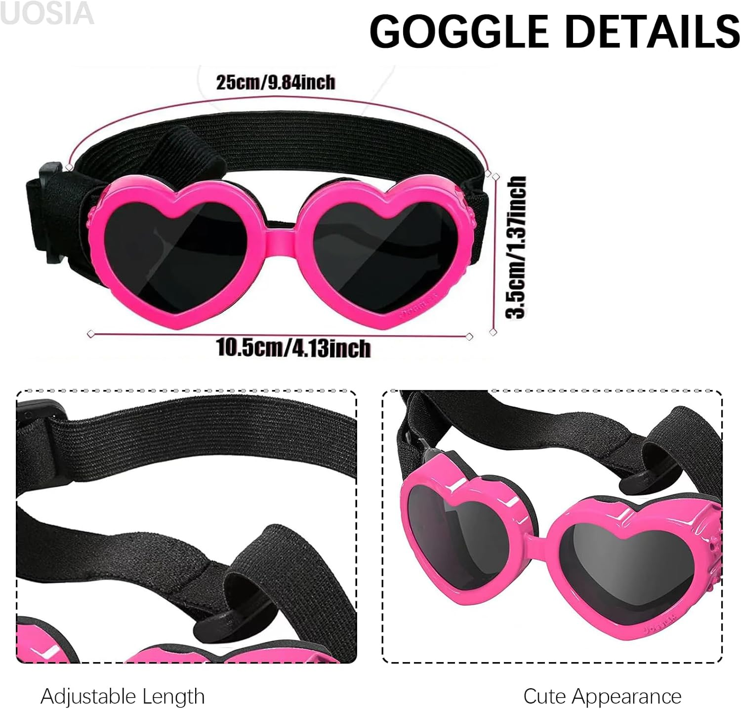 UOSIA Dog Helmet Goggles Dog Motorcycle Helmet with Ear Holes Cute Dog Sunglasses and Dog Helmet Set for Small Medium Dog Outdoor Driving Walking image number 3