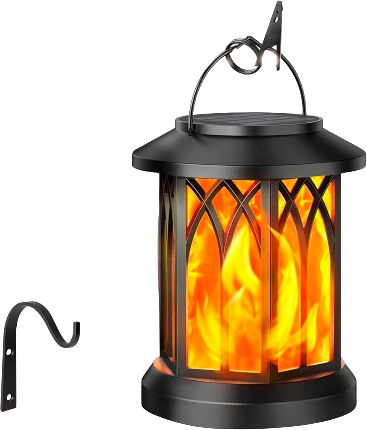 Emesak Flickering Flame Solar Lantern Outdoor Waterproof Light Outdoor Hanging Solar Light Suitable for Halloween Yard Terrace Lawn Table Decoration (1) image number 2