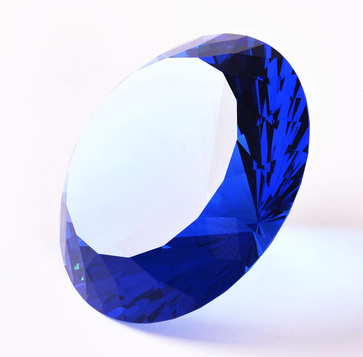 Blue Crystal Glass Diamond Shaped Decoration 80Mm Jewel Paperweight - Green image number 5
