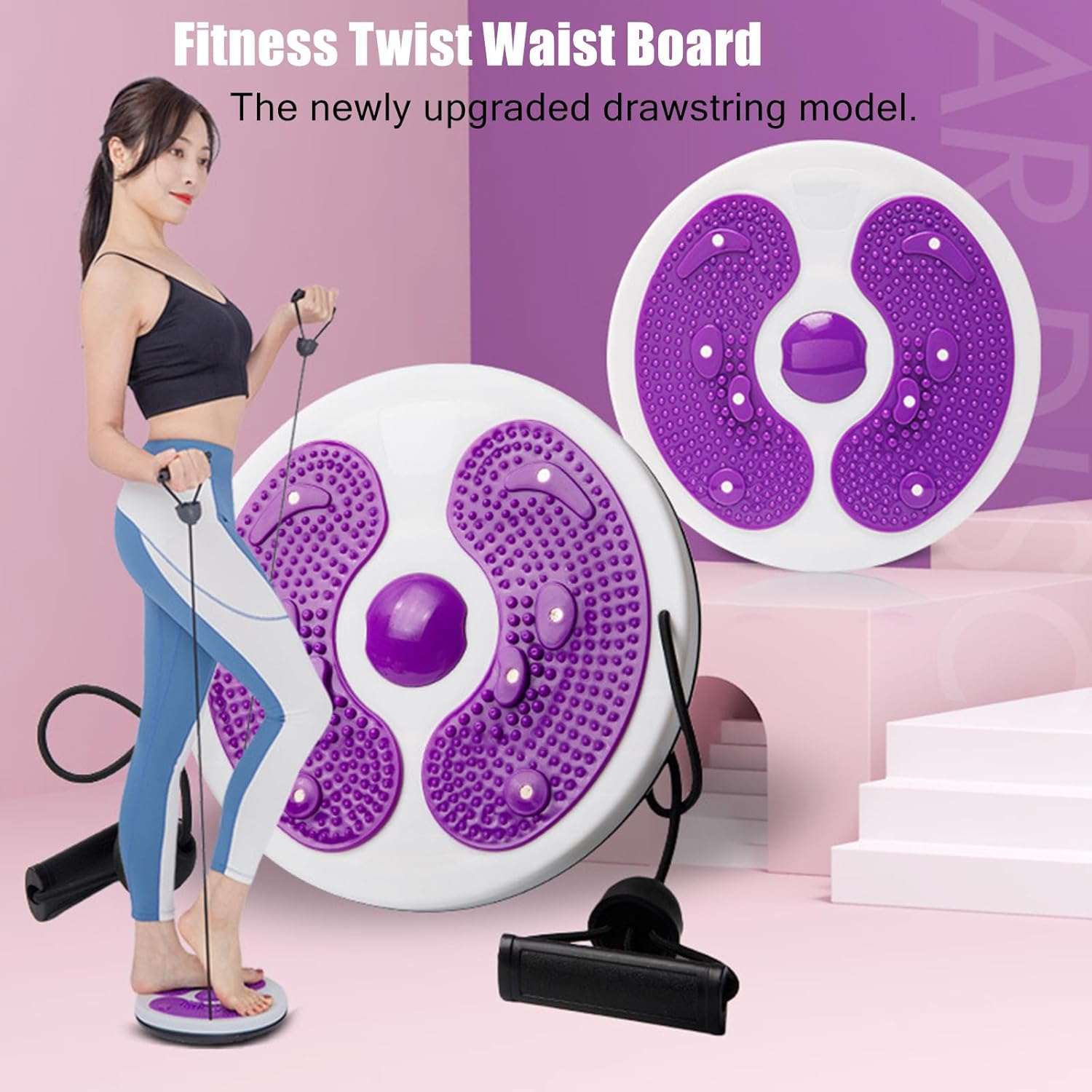 Waist Twisting Disc, Waist Whisper with Resistance Bands and Foot Massage, Body Shaping Waist Whisper Twisting Disc Board, Waist Trainer Machine for Exercise and Toning Workout Decoration (C) image number 1