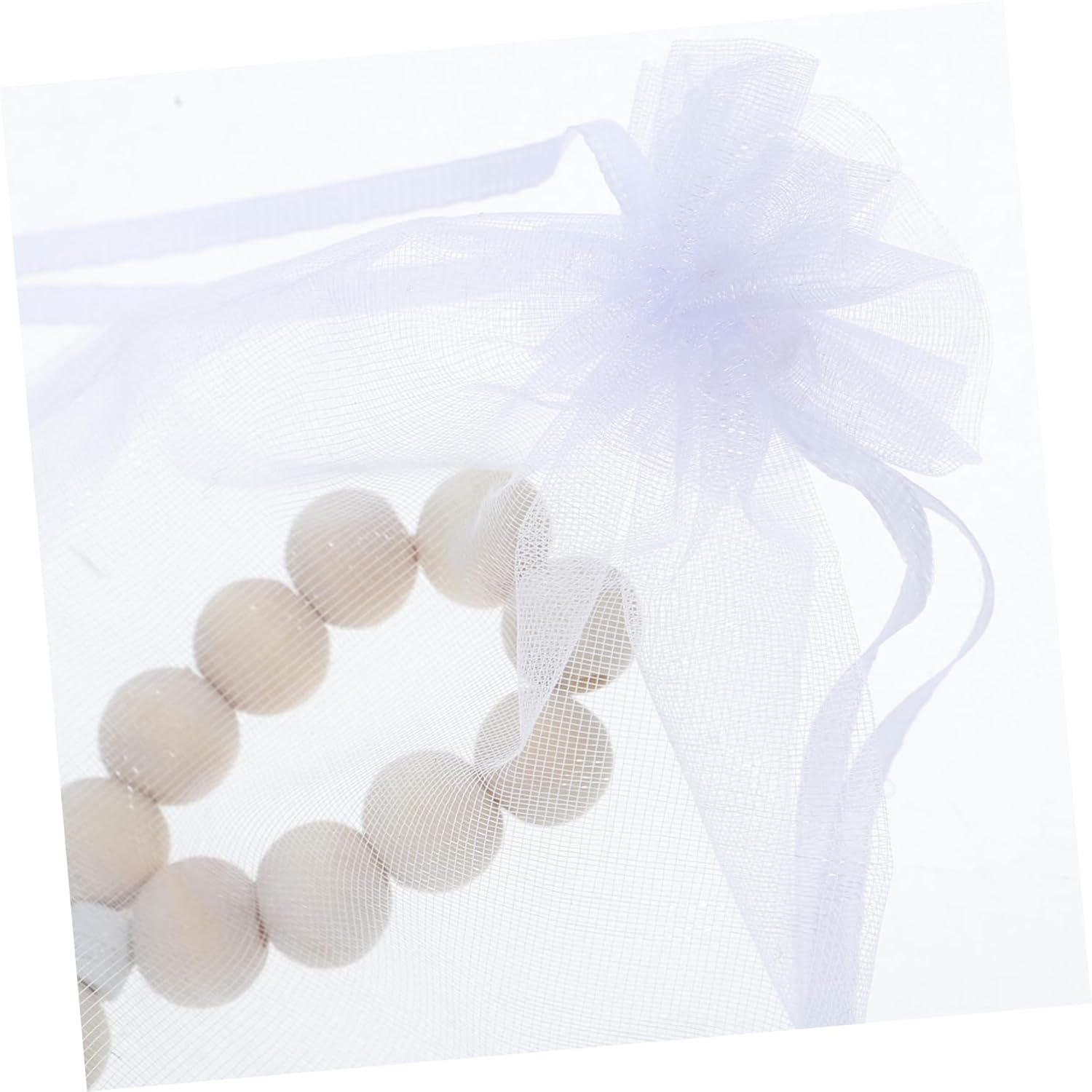 VILLFUL 40 Sets Wooden Bead Rosary Bracelets with Cross Charms for Baptism and First Communion Baby Shower Favors with Organza Bags image number 2