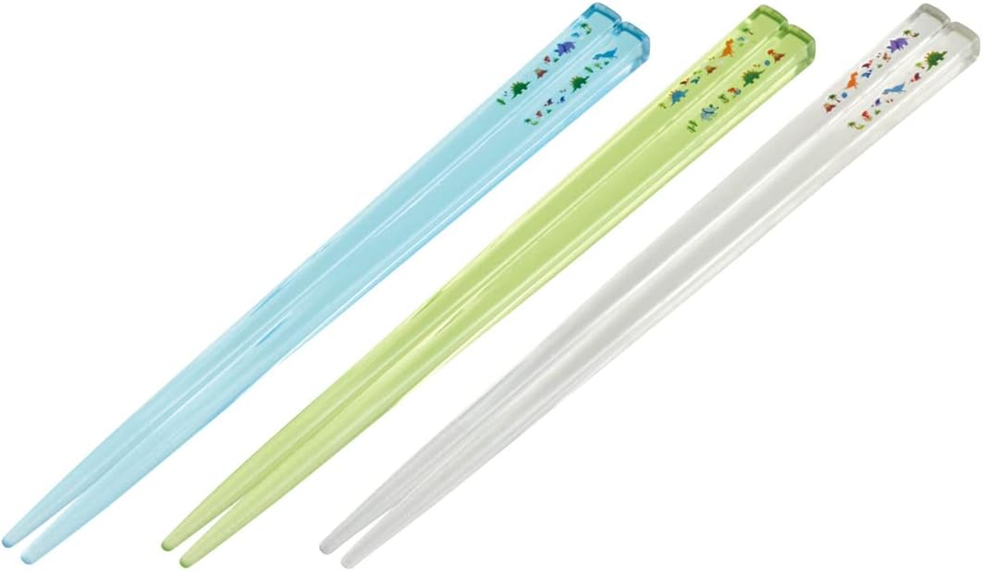 Skater AA2T-A Dinosaurus Acrylic Clear Chopsticks 6.5 Inches (16.5 Cm), Set of 3, Made in Japan - Dinosaurs image number 1