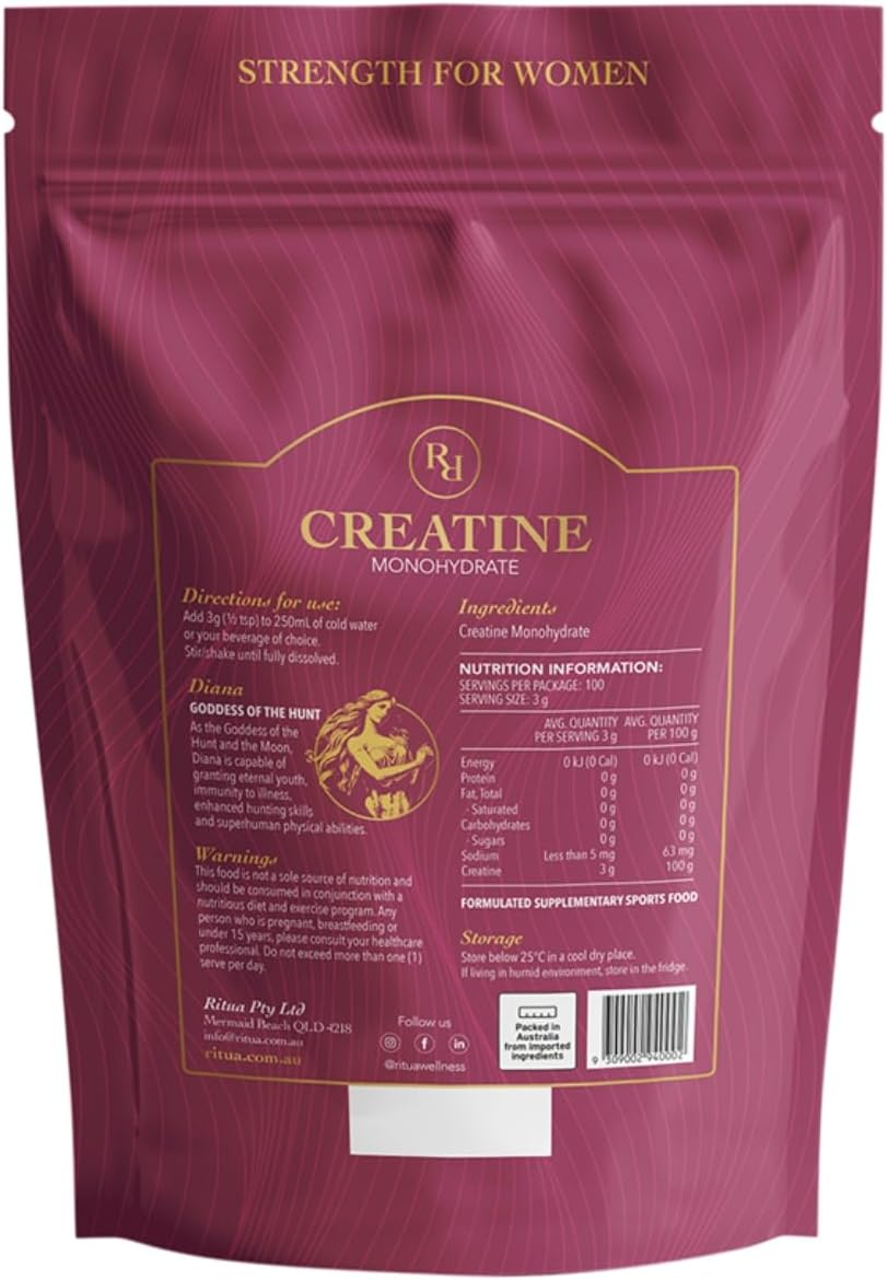 RITUA Creatine Monohydrate for Women, 100% Micronised, Unflavoured, Easy-Mixing Powder, 300G image number 1
