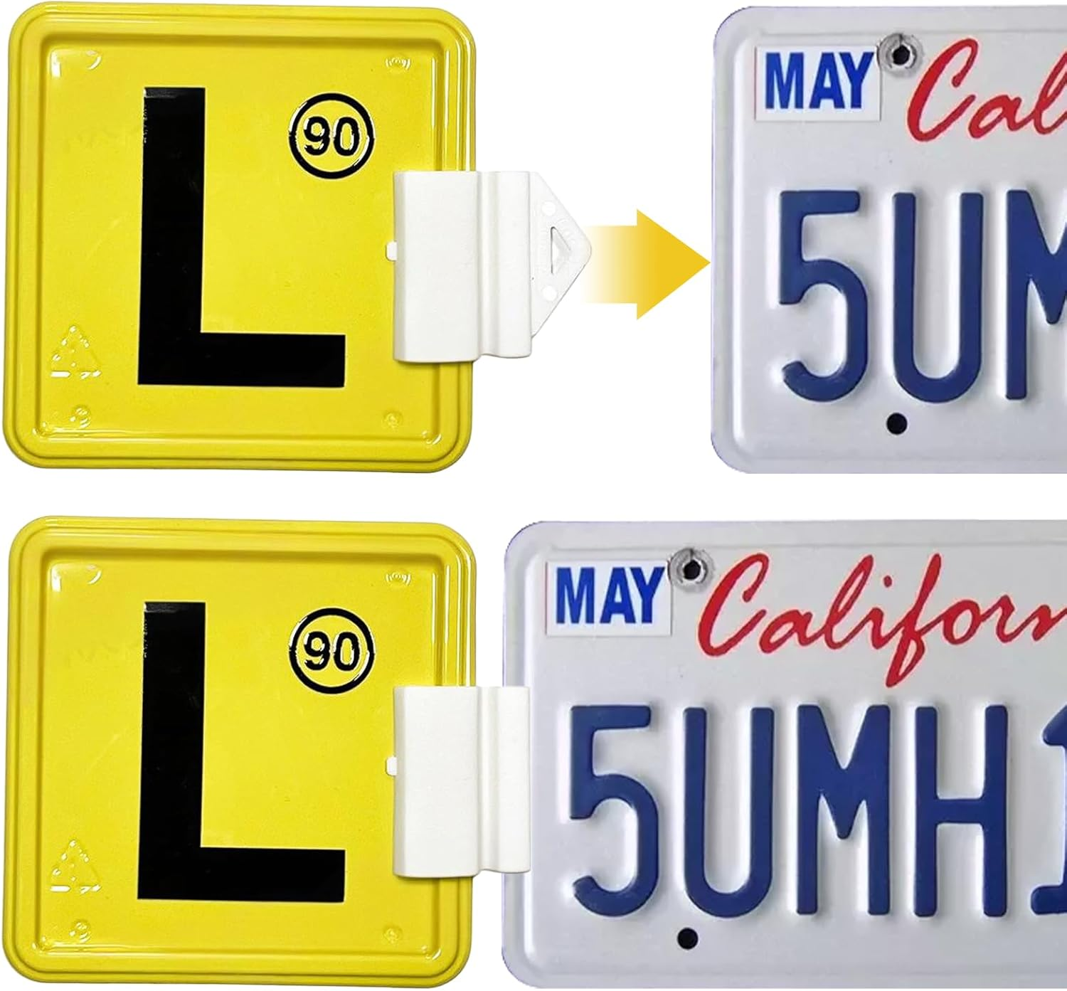 4X L & P Plate Holder Clips, 3.5X5.8Cm Lightweight White Plastic Mounts, Tool-Free Reliable Secure AU License Clips for Cars Motorcycles, Easy-Attach Durable Vehicle Accessories image number 1