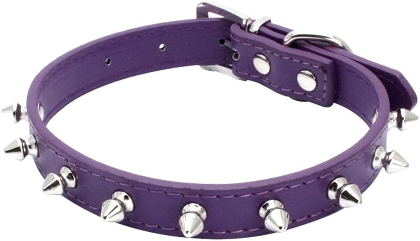 Haoyueer Spiked Studded Leather Dog Collar Mushrooms Rivets Cat Collar for Small Medium Dog Cat Puppy Kitty (S, Purple)