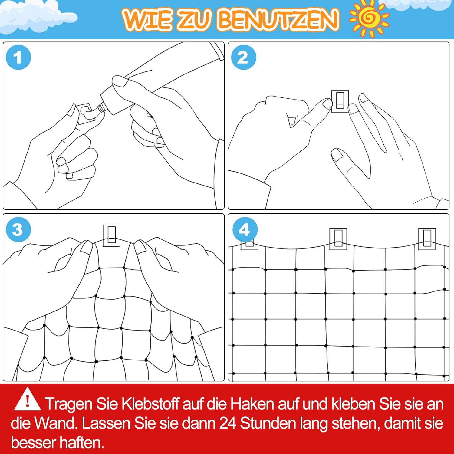 Thomp Adhesive Hooks and Silicone Adhesive Set of 50 for Attaching Cat Net for Balcony No Drilling Transparent Hook Mounting Adhesive Extra Strong 50 Ml Weatherproof Outdoor for Balcony, Window, Wall image number 5