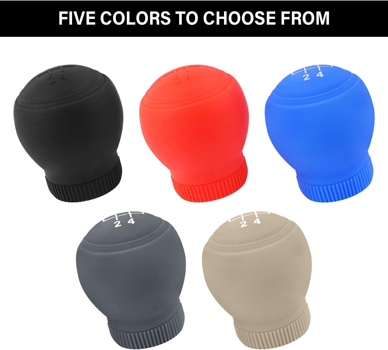 2PCS 5 Speed Car Gear Shift Cover,Anti Slip Silicone Shift Knob Cover Car Decorations Protects Shift Knobs,Universal Manual Shifter Cover Car Accessories Interior (Black) image number 1