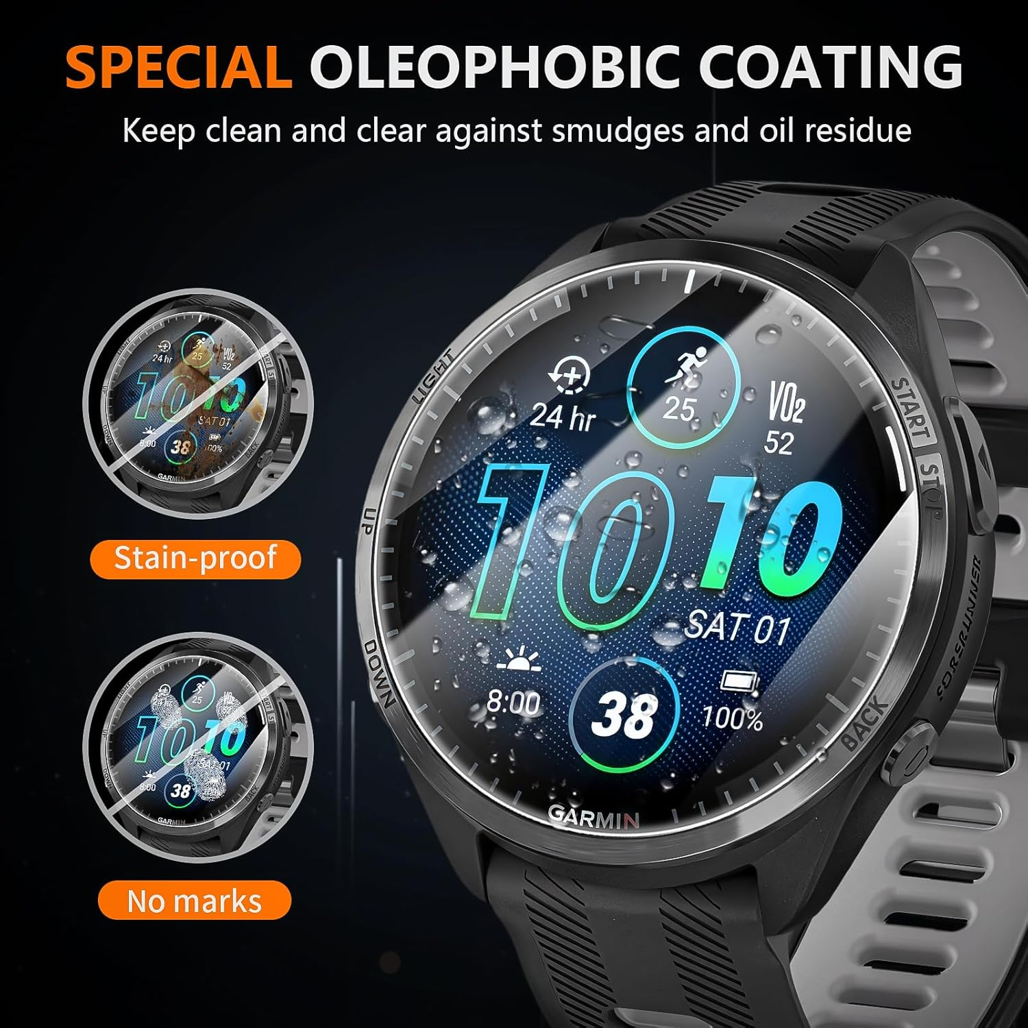 Suoman 6+2 Pack for Garmin Forerunner 965 Screen Protector, TPU High Definition Clear Protective Film(6)+ Silicone Anti-Dust Plugs(2), Full Coverage Flexible Anti-Scratch, No Bubble