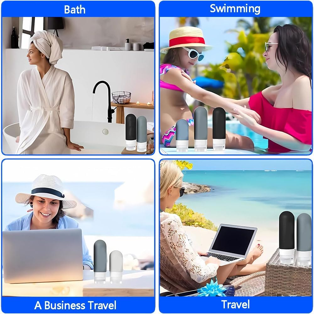 Travel Bottles Set for Toiletries - 17 Pcs Leak Proof Silicone Squeezable Containers for Shampoo, Conditioner, Lotion, Body Wash - Refillable Travel Size Accessories (Transparent Pack) image number 2