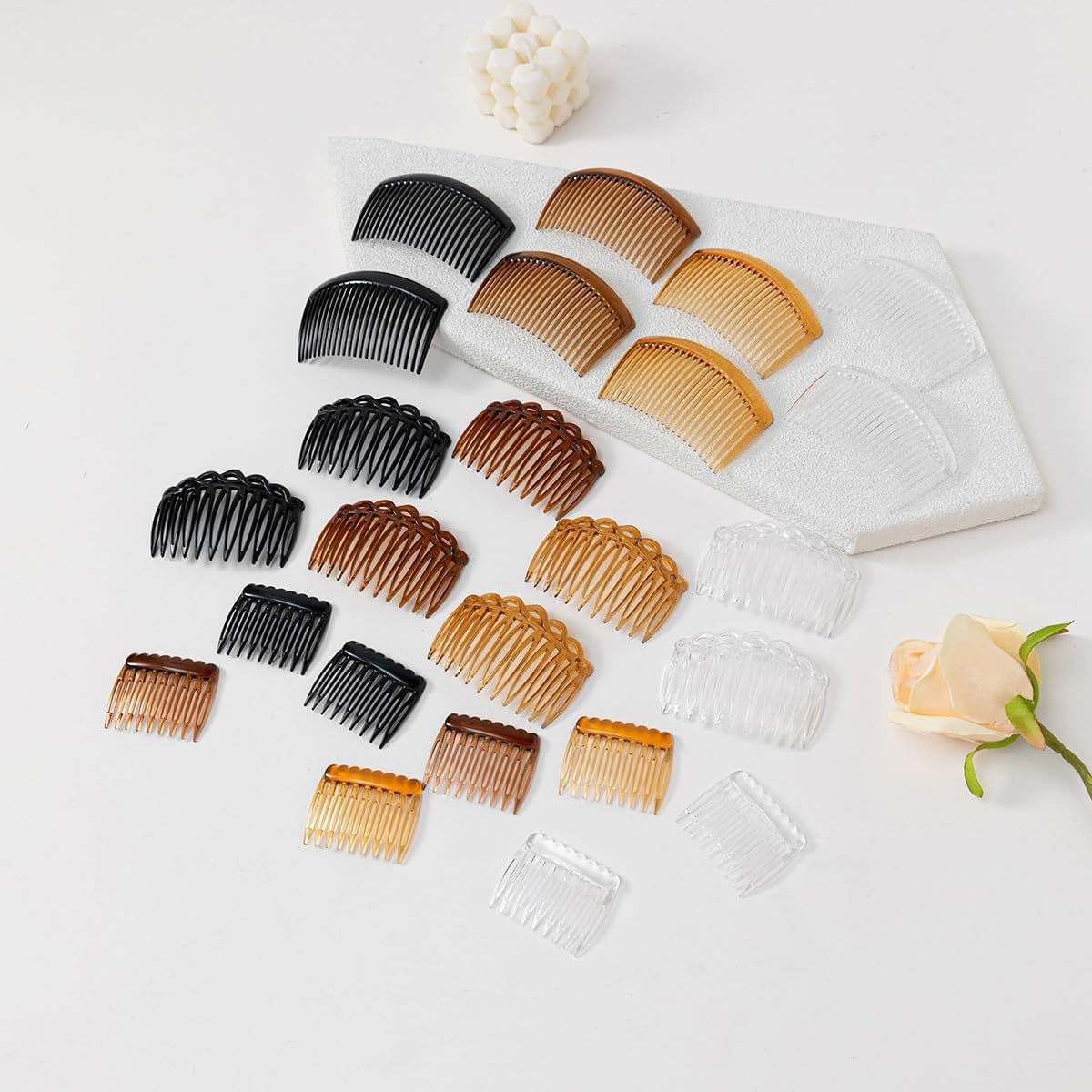 Limcryspp 12-Piece French Small Hair Comb, Plastic-Toothed Decorated Hair Clip for Women, Bridal Veil Accessory, Universal Style Comb for Thick and Thin Hair image number 2