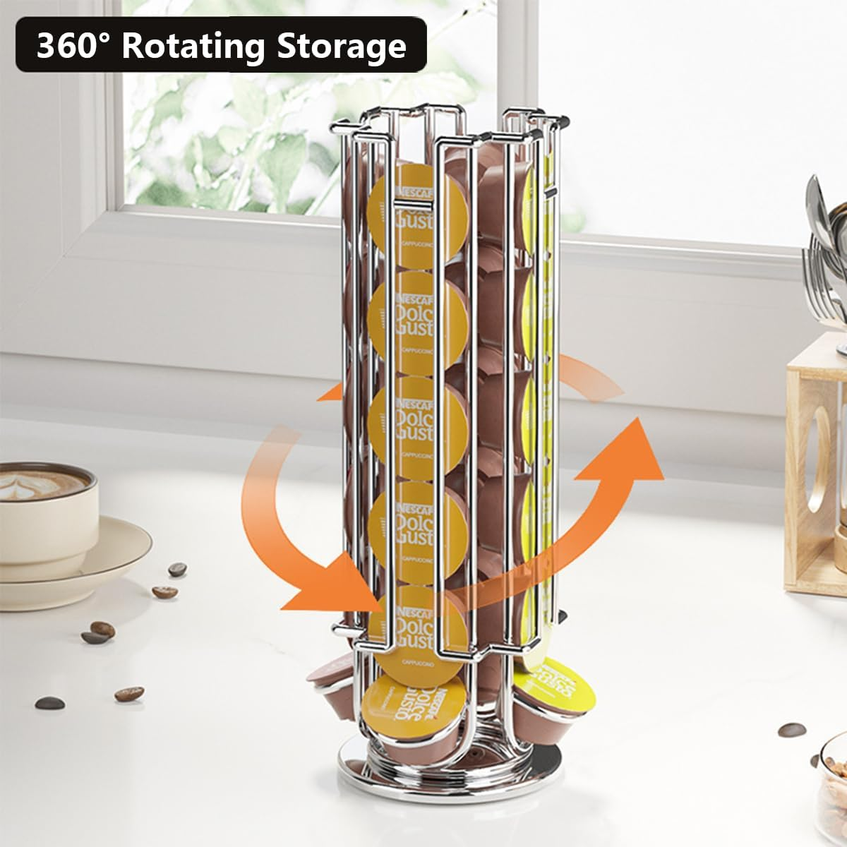 WDOPEN Capsule Spinning Carousel Holder, 360&deg; Rotatable Coffee Capsules Holder Rack, Solid Base, Espresso Pod Holder for Home & Office