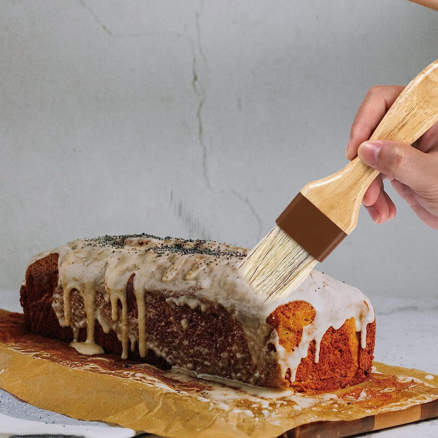 2Pcs Natural Bristle Basting Brushes Kitchen Oil Brushes Baking Cooking Oil Brushes,Boar Bristle Brushes BBQ Brushes,Pastry Basting image number 4