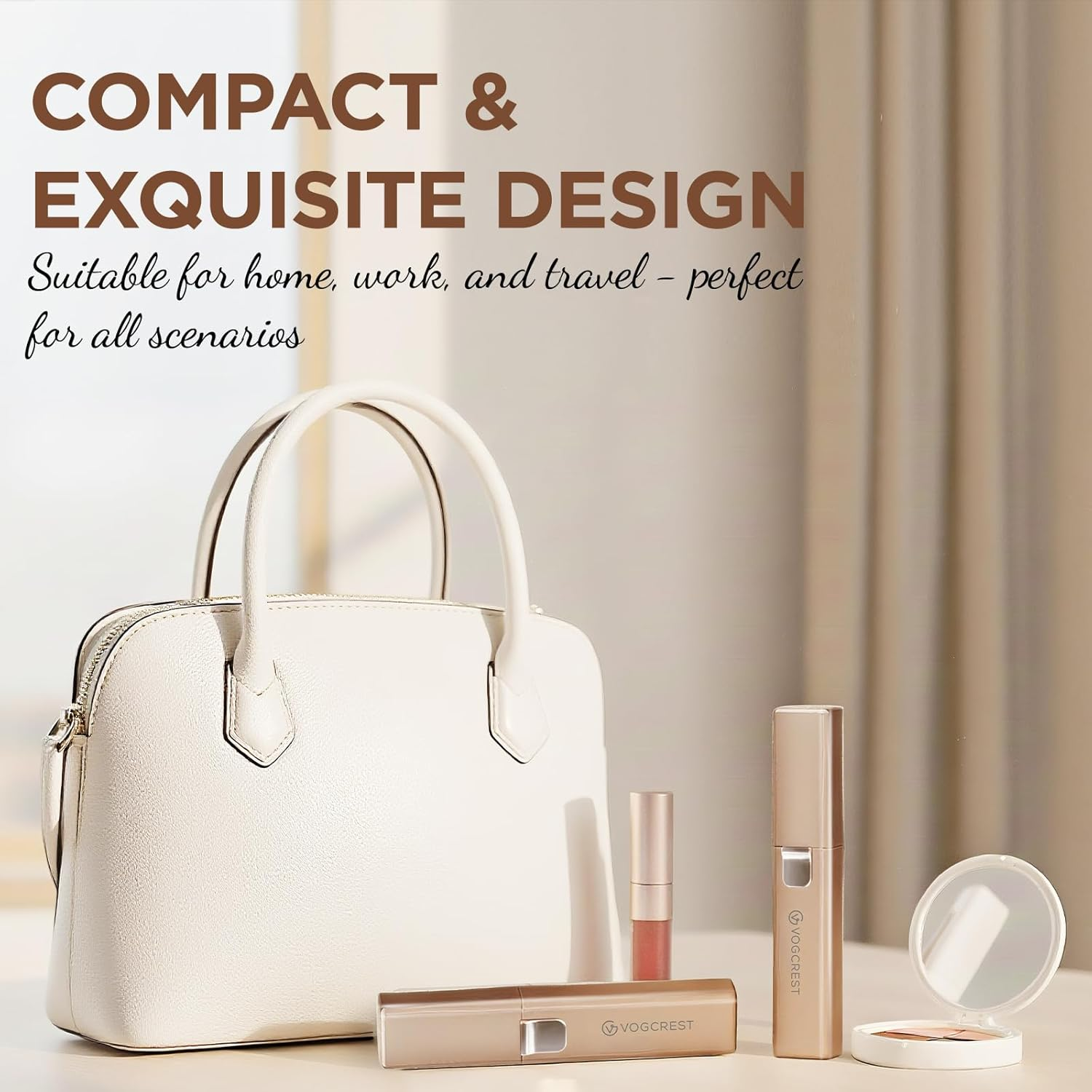 VG VOGCREST Rechargeable Facial Hair Removal for Women: 2-In-1 Electric Eyebrow and Facial Hair Removal Device - Suitable for Eyebrows Chin Cheeks Features a Built-In LED Light (Gold) image number 5