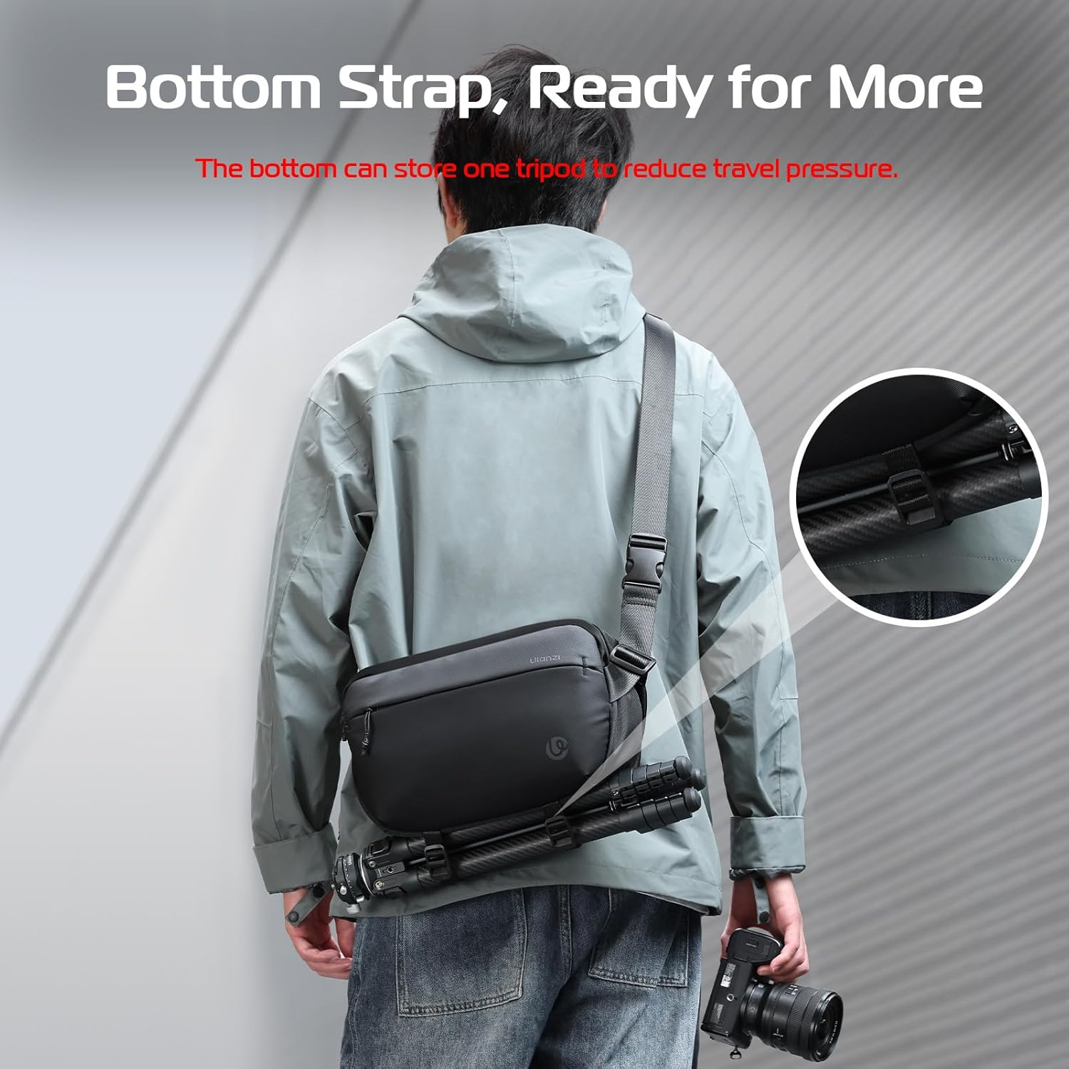 ULANZI Sling Camera Bag, Waterproof Camera Backpack with Tripod Holder, Dslr/Slr/Mirrorless Camera Case Crossbody for Photographers - Black 10L Capacity image number 1