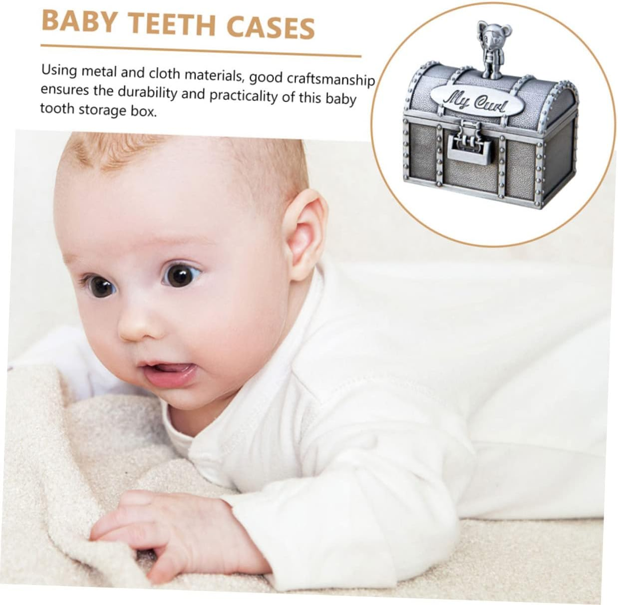 2Pcs Keepsake Tooth Box Safe Tooth Curl Containers for Teeth Hair Storage Portable Lightweight for Unique Childhood Moments image number 2