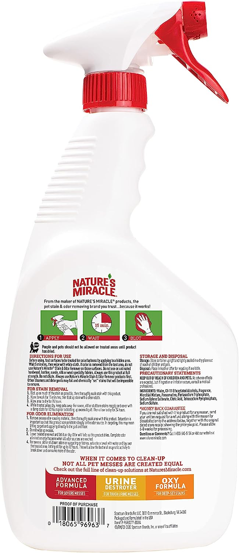 Nature'S Miracle Dog Stain & Odour Remover, Enzyme Cleaner for Easy Removal of Pollution, Odour Neutraliser with Melon Fragrance, 946 Ml image number 2
