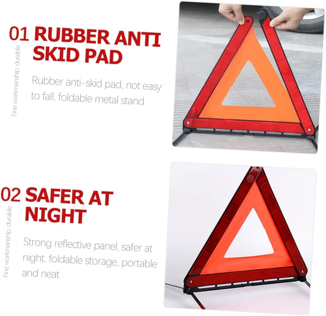 Hohopeti Reflective Warning Triangle Emergency Sign Foldable 3-Foot Roadside Safety Indicator for Cars and Trucks Portable Car Emergency Accessory image number 1