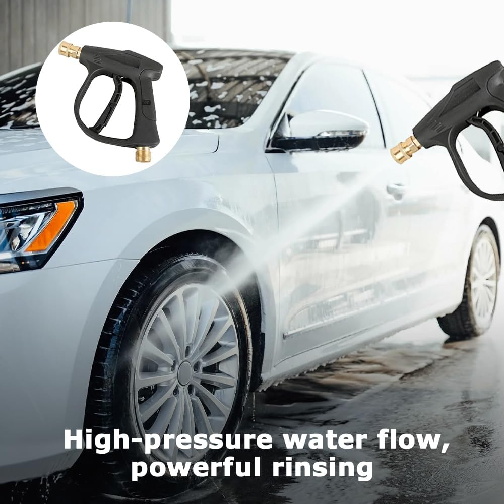 High Pressure Washer Gun, Car Cleaning Washer Tool, Power Short Spray Gun, Power Washer Gun Kit, Washer Gun with 5Pcs Spray Nozzles, Suitable for Indoor Outdoor image number 1