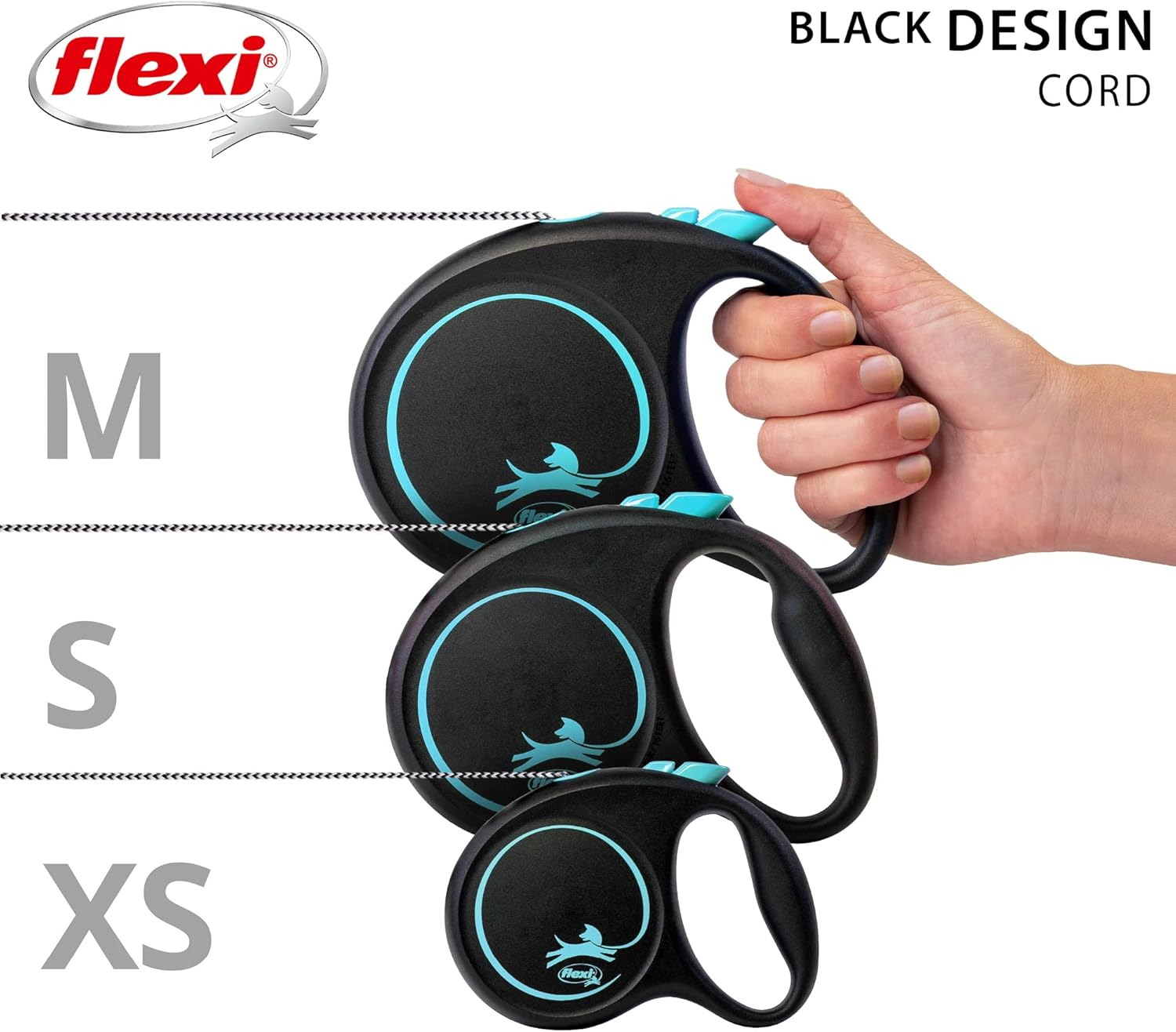 Flexi Black Design Cord Blue Small 5M Retractable Dog Leash/Lead for Dogs up to 12Kgs/26Lbs image number 6