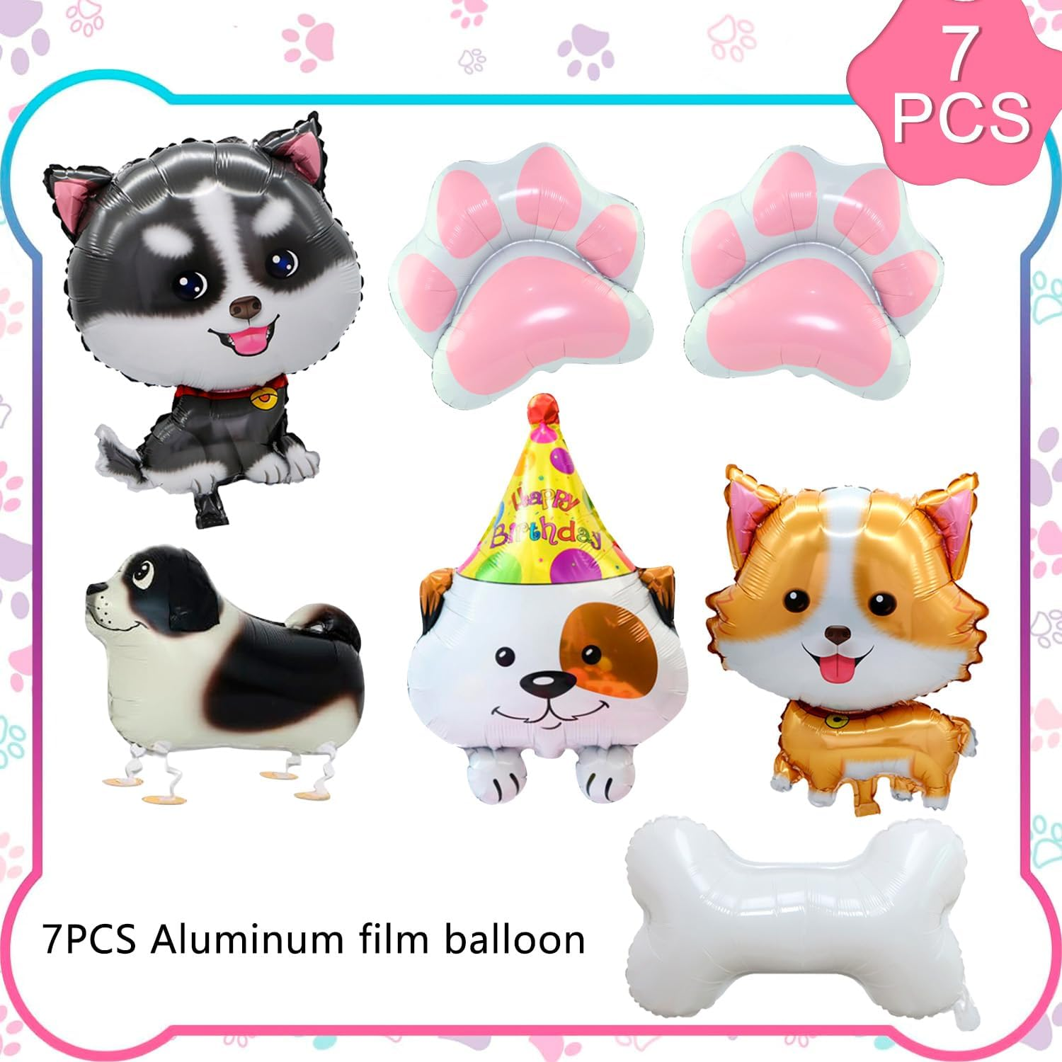 Dog Birthday Decorations Set - 7 Pcs Puppy Balloons, Paw & Bone Balloon for Dog Themed Party image number 5