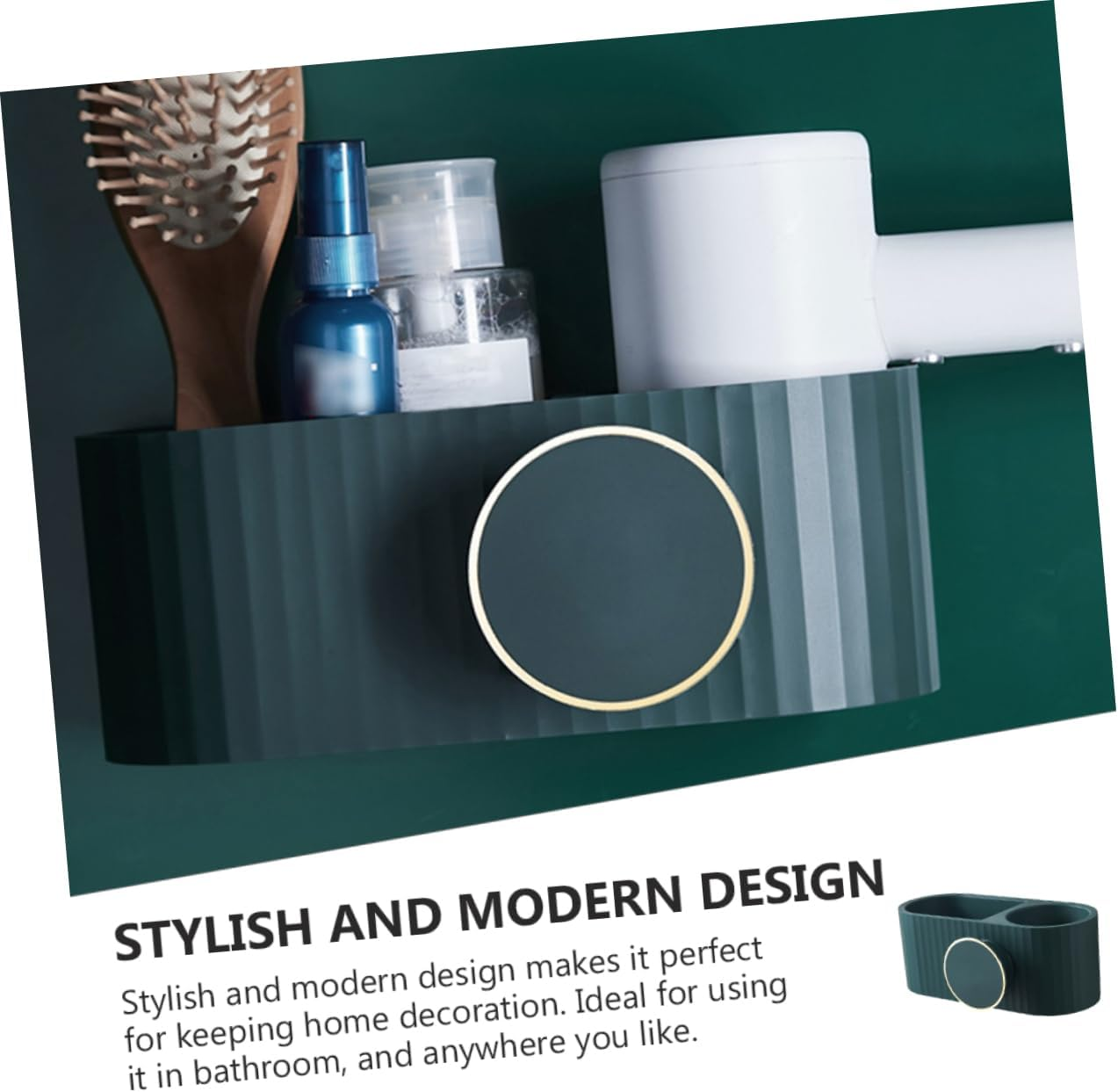 NIYANGLE Hair Dryer Storage Shelf Wall-Mounted Bathroom Supply Stylish Modern Material Rack image number 5