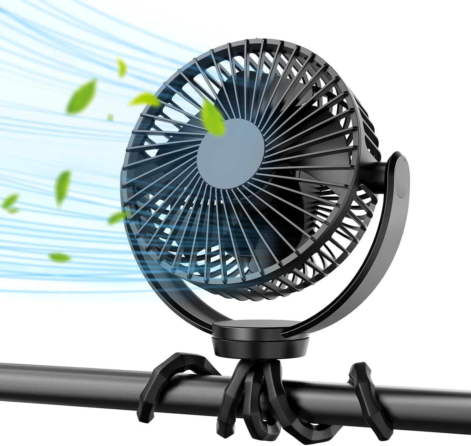 Koonie 5000Mah Portable Stroller Fan - 3-Speed Battery Operated, Flexible Clip-On Tripod, 360&deg; Rotate Flexible Tripod，Usb Rechargeable Cooling for Bike, Treadmill, Travel & Car Seat image number 1