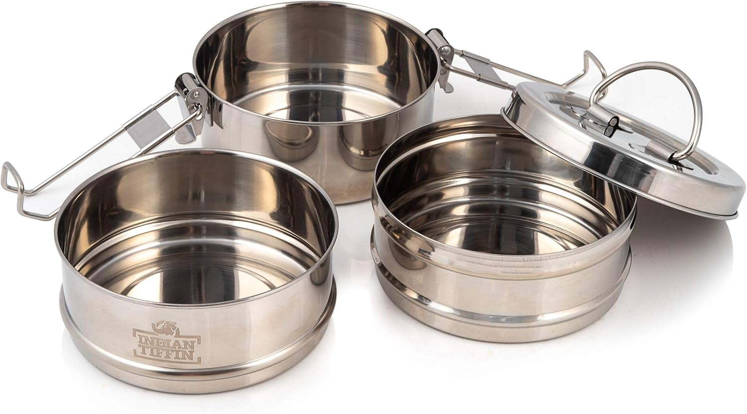 3 Tier Indian-Tiffin Stainless Steel Large Tiffin Lunch Box image number 4
