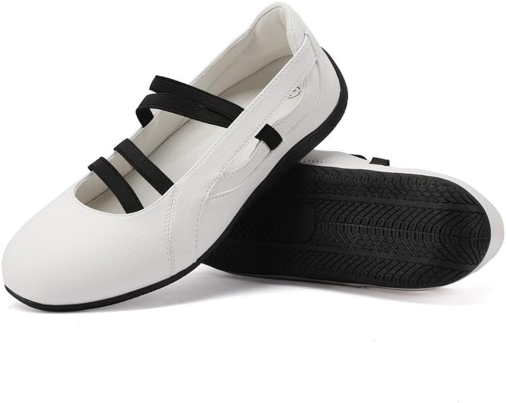 MAVMAX Mary Jane Shoes Ballet Sneakers for Women Casual Sneakers with Elastic Strap Non Slip Women'S Ballet Flats with Foam Insole for Comfortable Daily Outgoing Work image number 5