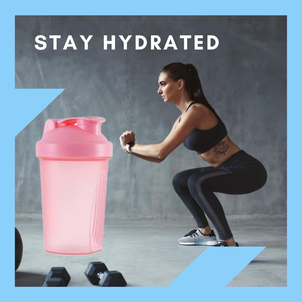 Protein Shaker Bottle - Shaker with Stainless Steel Mixing Ball, BPA - and Dehp-Free, Leakproof Flip on Lid - Perfect for Mixing Powdered Supplement Shakes - 400Ml (Pink) - Pink image number 1